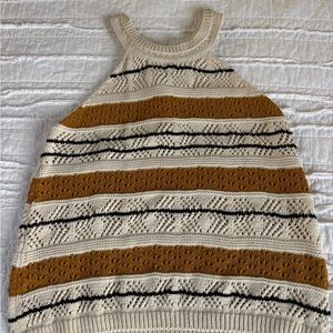 Sézane Knit Tank Top in Cream, Mustard & Black